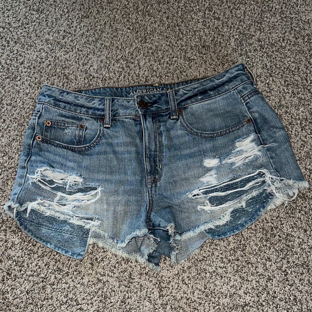 American Eagle Outfitters Distressed Blue Jean Shorts